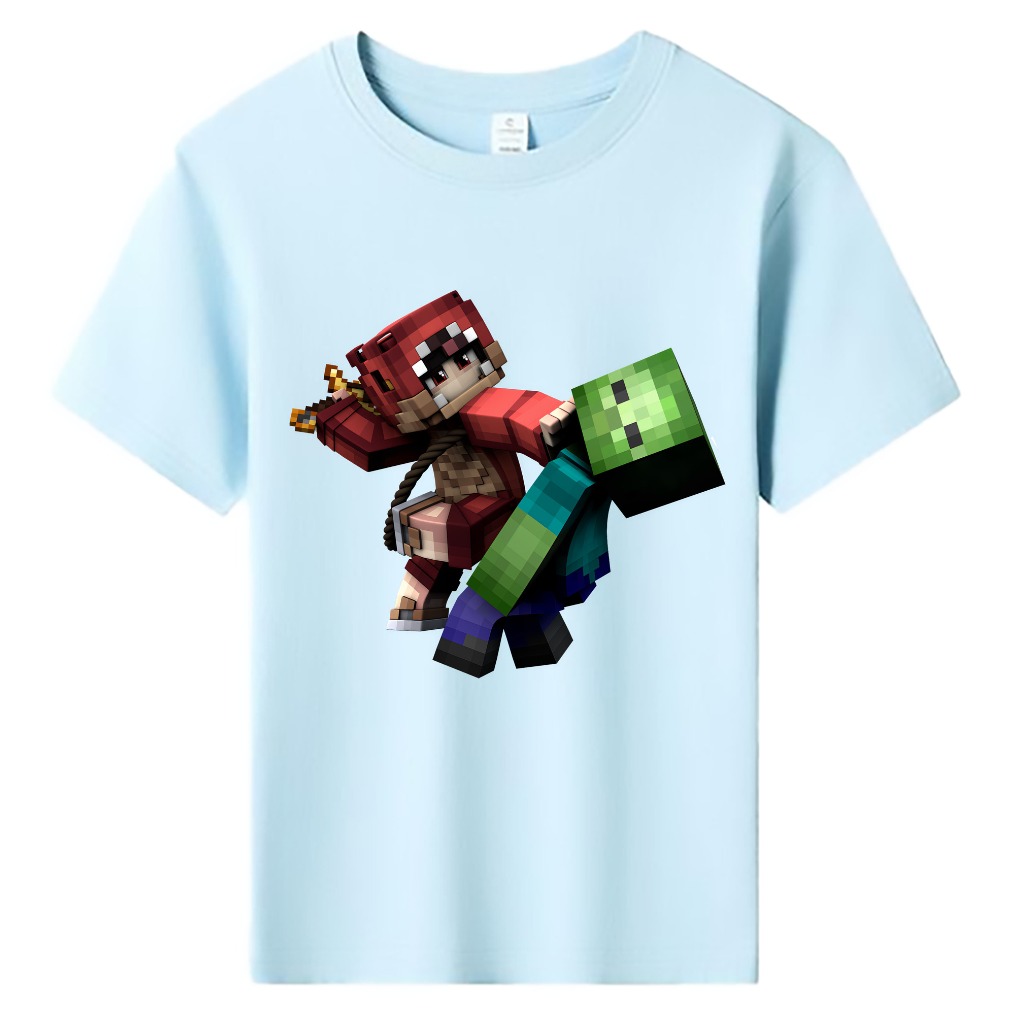 （画像用） マインクラフト ブロックの世界 Minecraft MC Block world 綿100％キッズTシャツ（フロントプリント）